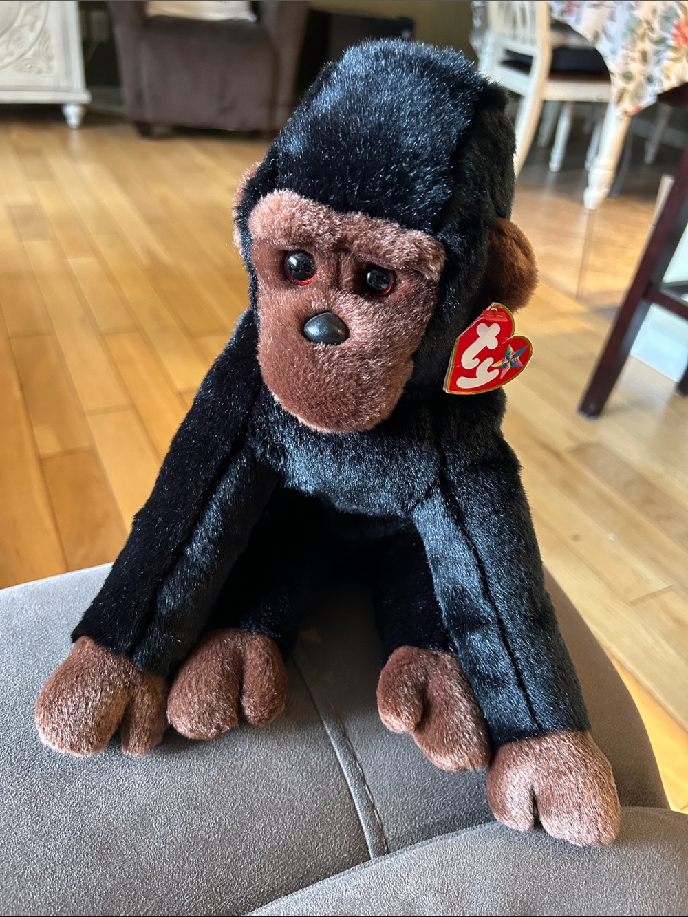 Ty Black and Brown Plush Monkey Beanie Buddy